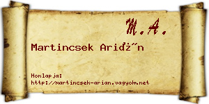 Martincsek Arián névjegykártya
